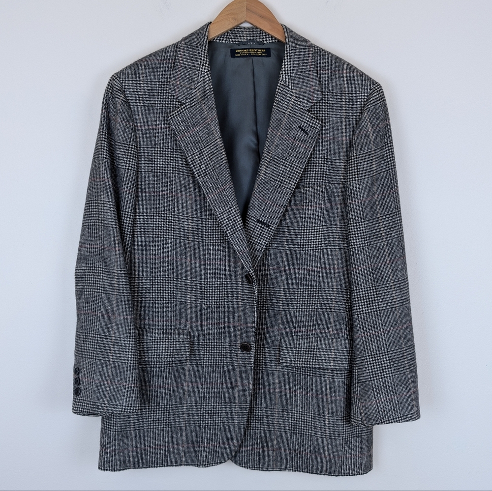 Vintage Brooks Brothers Union Made 100% Camel Hair Glen Check Blazer
